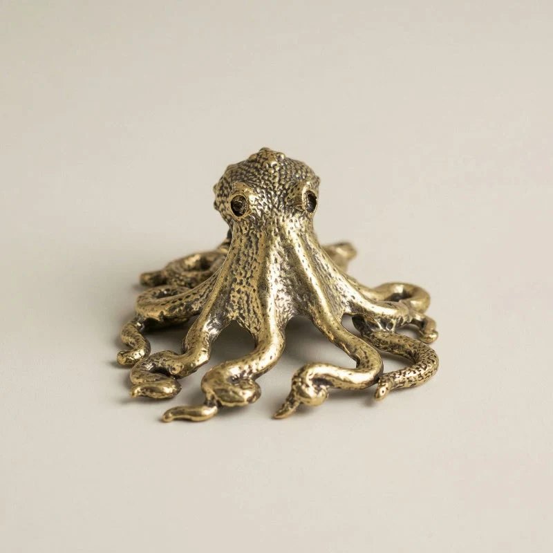 Euroselle Antique Brass Octopus Figurine Nautical Home Decor Accent
