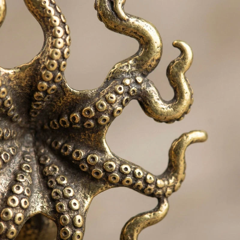 Euroselle Antique Brass Octopus Figurine Nautical Home Decor Accent