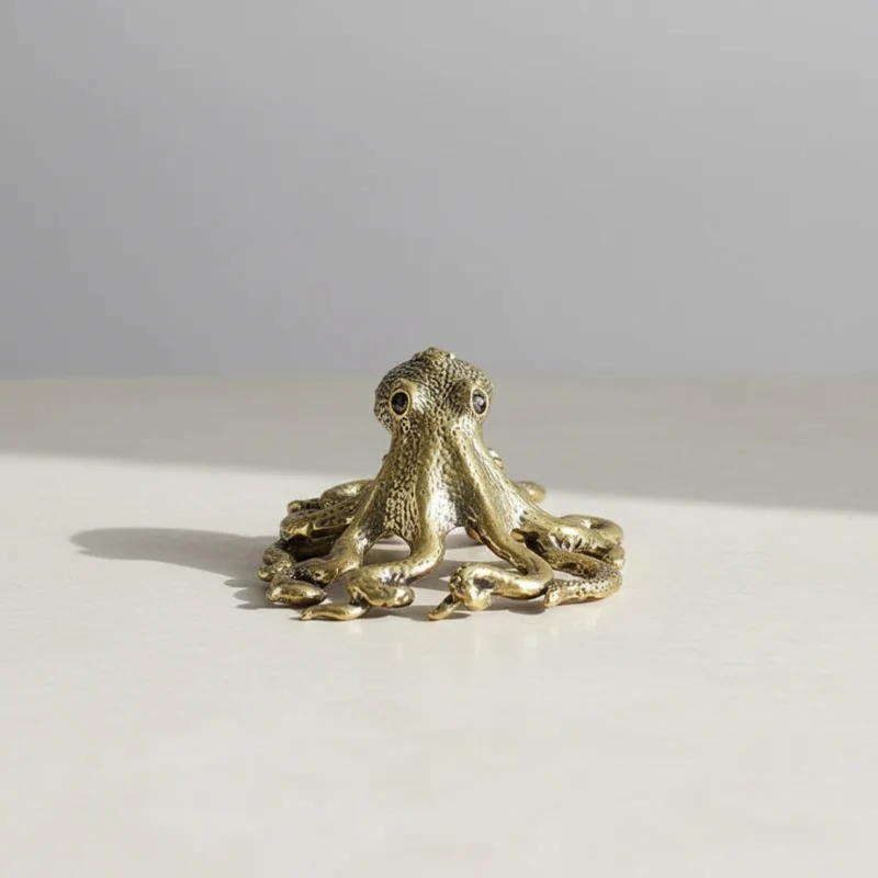 Euroselle Antique Brass Octopus Figurine Nautical Home Decor Accent