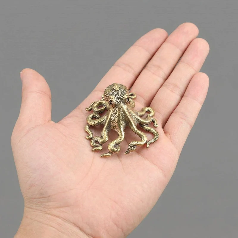 Euroselle Antique Brass Octopus Figurine Nautical Home Decor Accent
