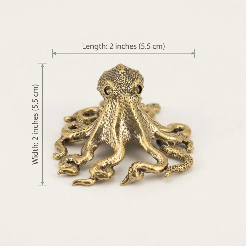 Euroselle Antique Brass Octopus Figurine Nautical Home Decor Accent