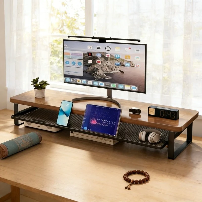 Euroselle Dual-Layer Computer Stand With Easy Pull-Out Storage Drawer