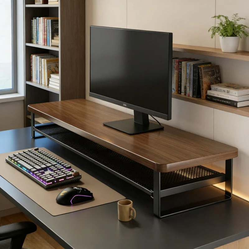 Euroselle Dual-Layer Computer Stand With Easy Pull-Out Storage Drawer