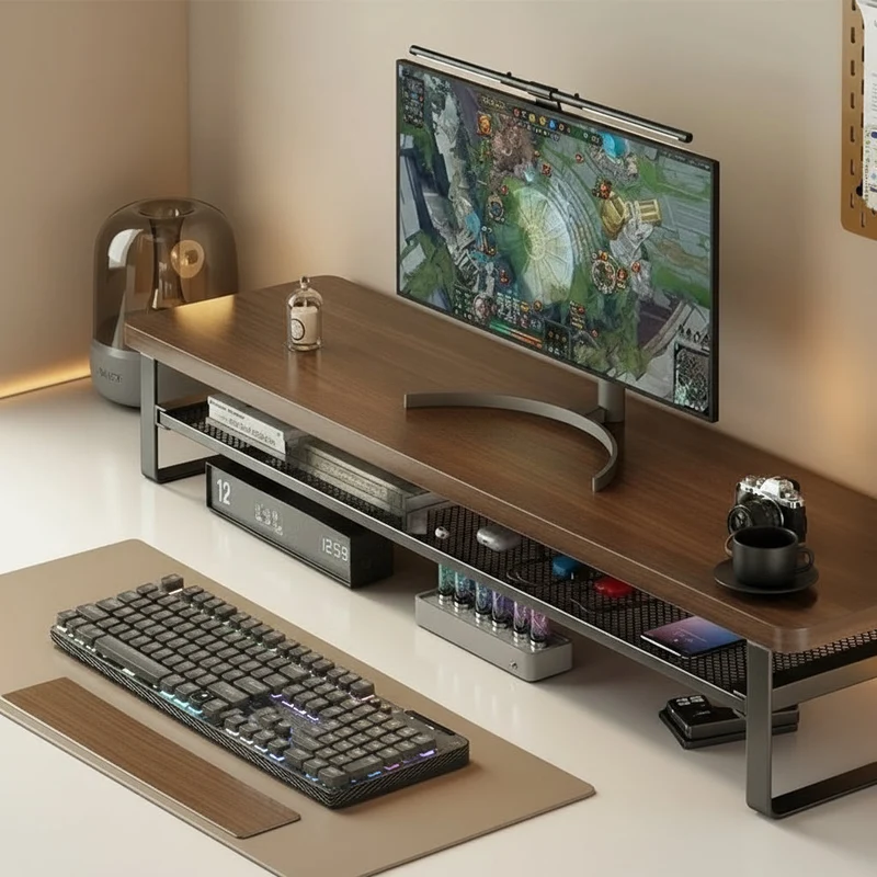 Euroselle Dual-Layer Computer Stand With Easy Pull-Out Storage Drawer