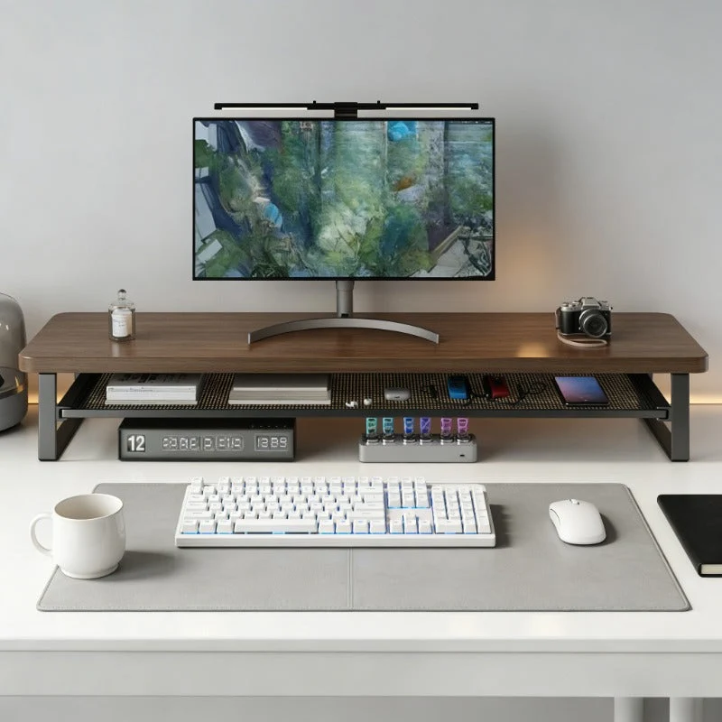 Euroselle Dual-Layer Computer Stand With Easy Pull-Out Storage Drawer