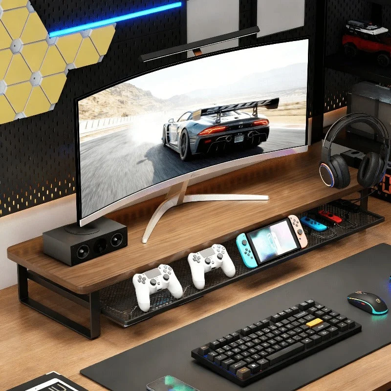 Euroselle Dual-Layer Computer Stand With Easy Pull-Out Storage Drawer