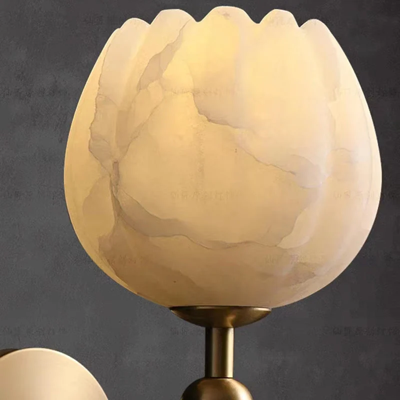 Euroselle Rose Marble Wall Sconce With Rose-Shaped Shade For Bedrooms