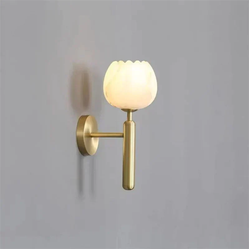 Euroselle Rose Marble Wall Sconce With Rose-Shaped Shade For Bedrooms