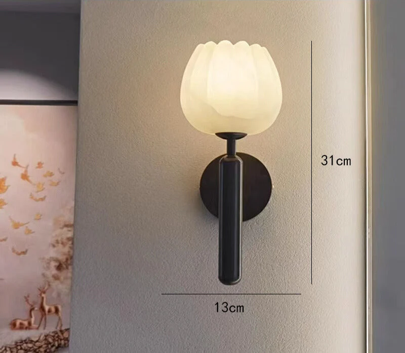 Euroselle Rose Marble Wall Sconce With Rose-Shaped Shade For Bedrooms