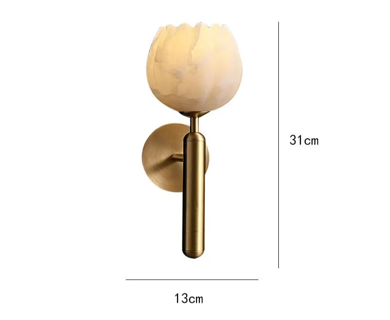 Euroselle Rose Marble Wall Sconce With Rose-Shaped Shade For Bedrooms