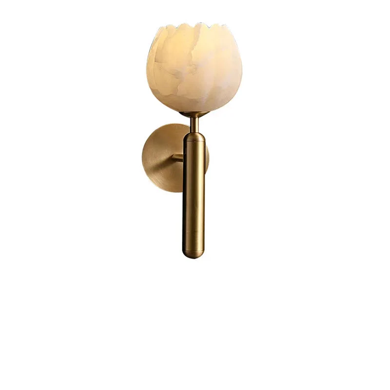 Euroselle Rose Marble Wall Sconce With Rose-Shaped Shade For Bedrooms
