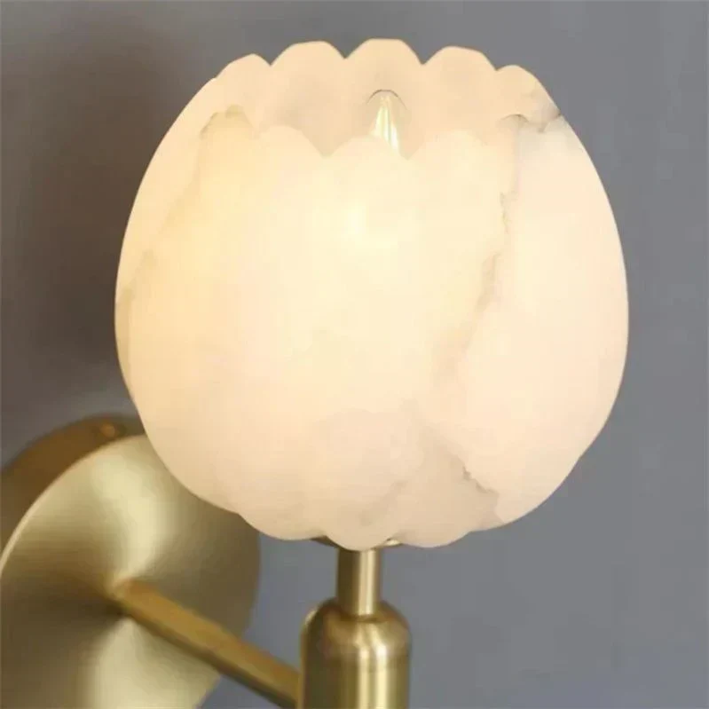 Euroselle Rose Marble Wall Sconce With Rose-Shaped Shade For Bedrooms