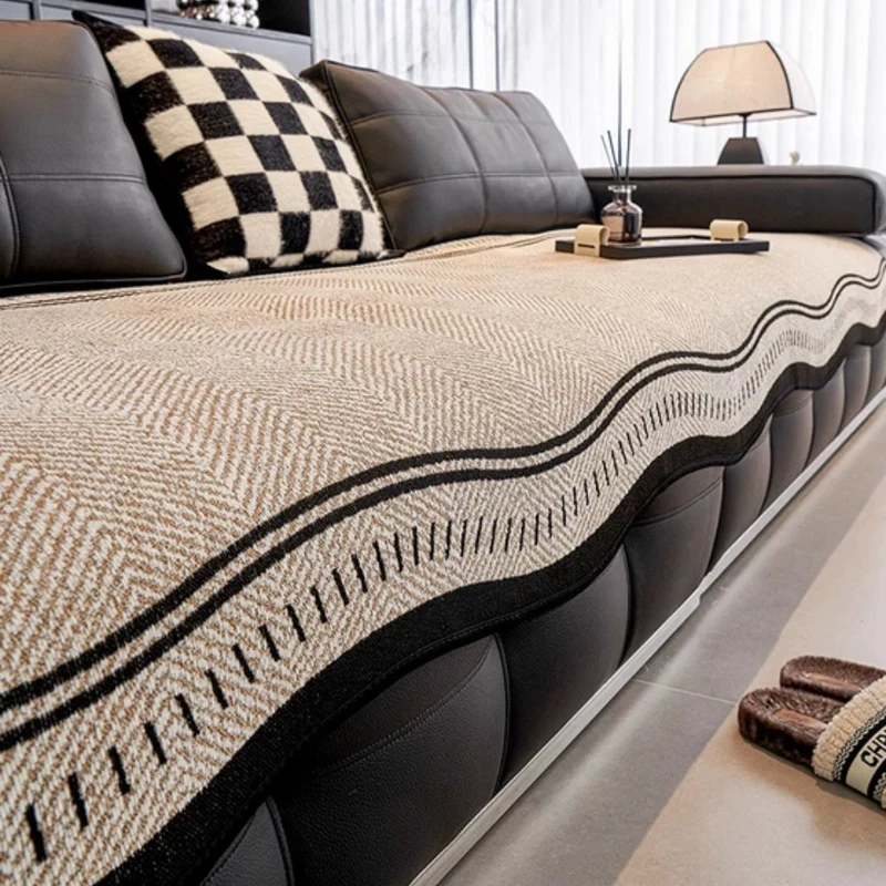 Euroselle Anti Slip Wavy Edge Sofa Cover For Homes