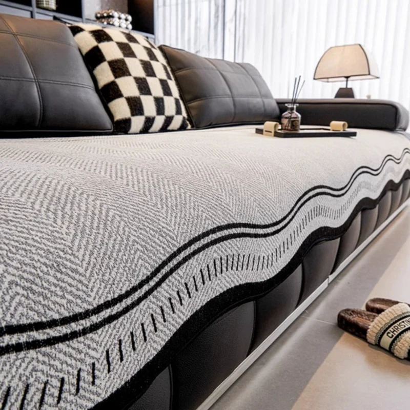 Euroselle Anti Slip Wavy Edge Sofa Cover For Homes