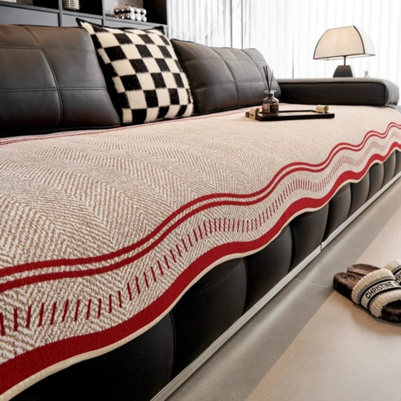 Euroselle Anti Slip Wavy Edge Sofa Cover For Homes