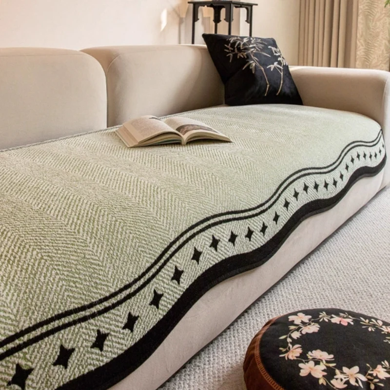 Euroselle Anti Slip Wavy Edge Sofa Cover For Homes