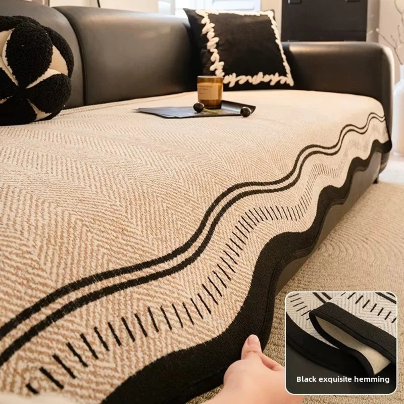 Euroselle Anti Slip Wavy Edge Sofa Cover For Homes