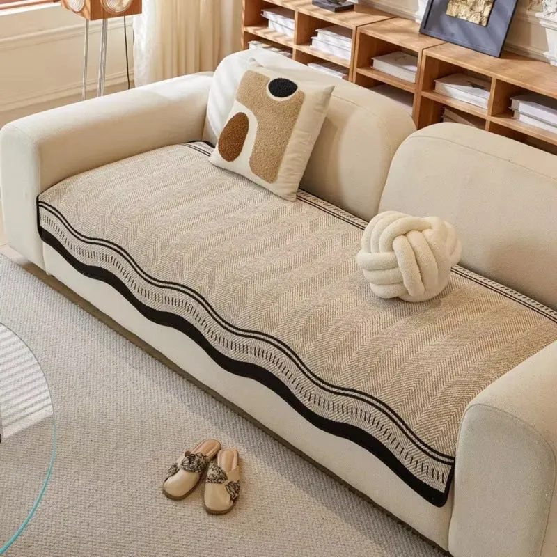 Euroselle Anti Slip Wavy Edge Sofa Cover For Homes