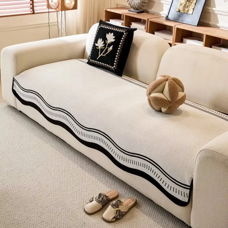 Euroselle Anti Slip Wavy Edge Sofa Cover For Homes