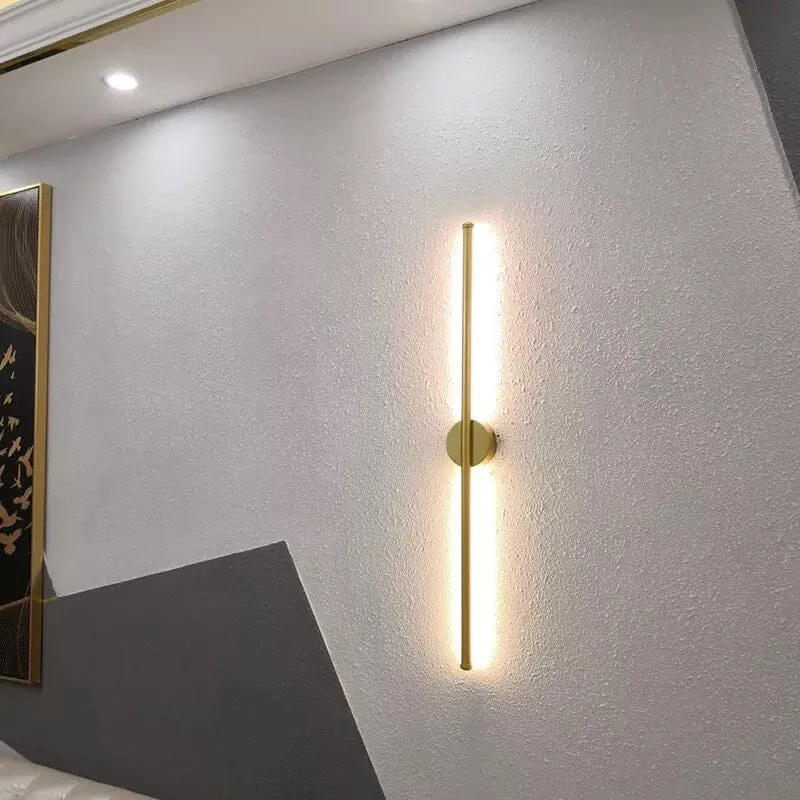 Euroselle Solenn Gold Tube Wall Light Minimalist Contemporary Illumination