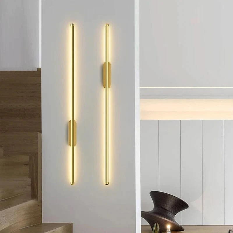 Euroselle Solenn Gold Tube Wall Light Minimalist Contemporary Illumination