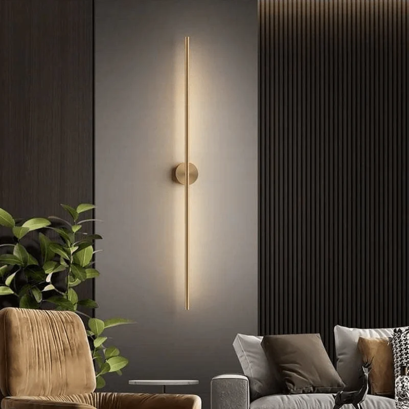 Euroselle Solenn Gold Tube Wall Light Minimalist Contemporary Illumination