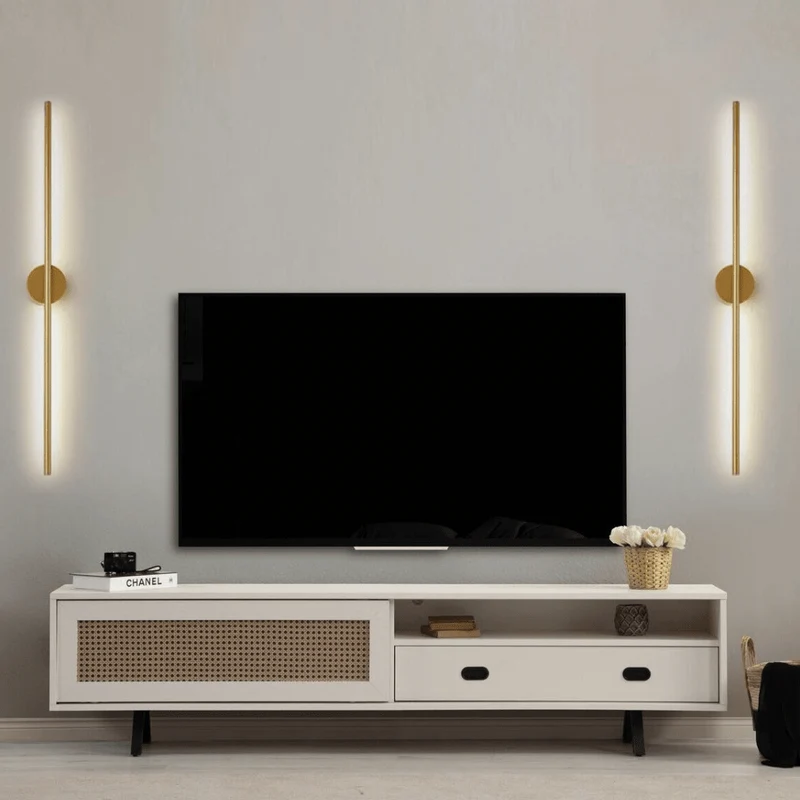 Euroselle Solenn Gold Tube Wall Light Minimalist Contemporary Illumination