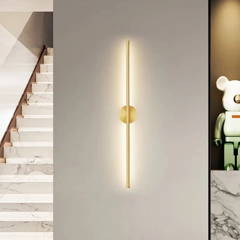 Euroselle Solenn Gold Tube Wall Light Minimalist Contemporary Illumination