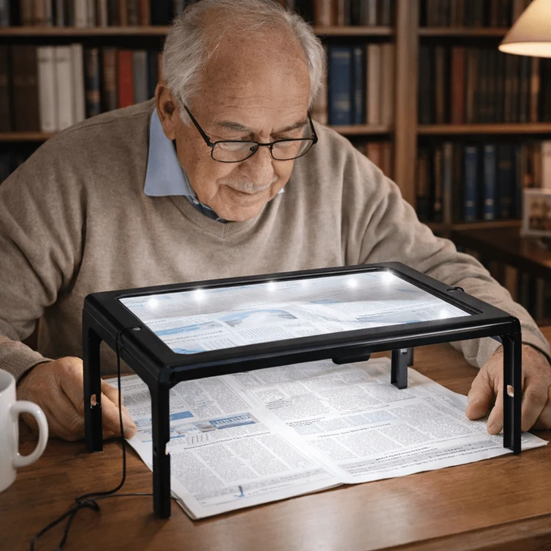Euroselle Foldable 3X Magnifying Glass With LED Light For Clear And Comfortable Reading