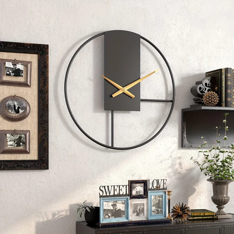 Euroselle 16-Inch Minimalist Metal Wall Clock For Modern Interiors
