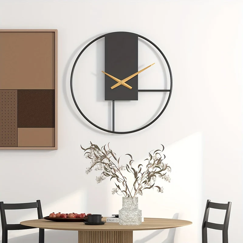 Euroselle 16-Inch Minimalist Metal Wall Clock For Modern Interiors