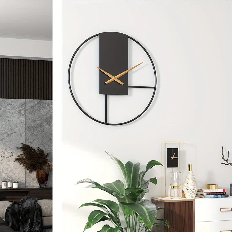 Euroselle 16-Inch Minimalist Metal Wall Clock For Modern Interiors