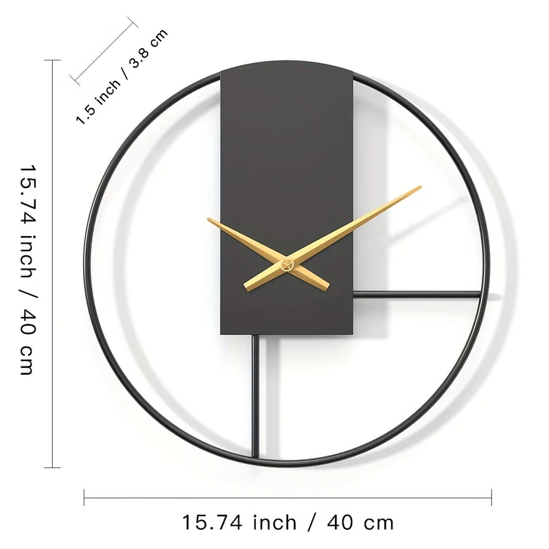 Euroselle 16-Inch Minimalist Metal Wall Clock For Modern Interiors