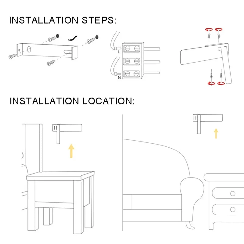 Euroselle Rotatable LED Bedside Lamp With Adjustable Brightness