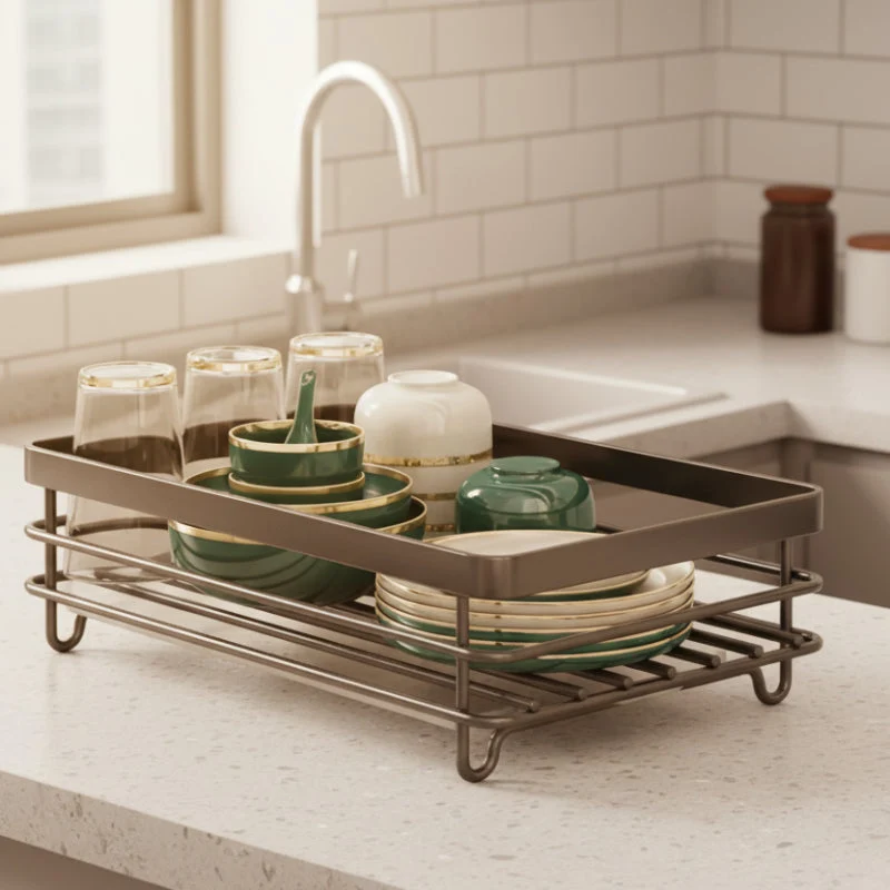 Euroselle Foldable Stainless Steel Dish Rack for Compact and Stylish Kitchens