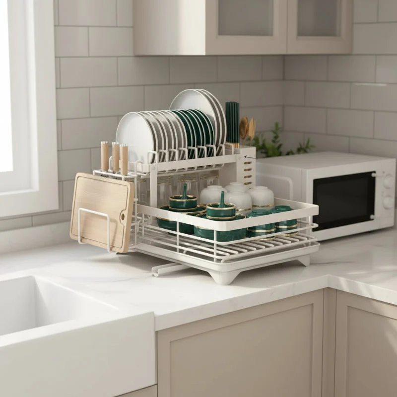 Euroselle Foldable Stainless Steel Dish Rack for Compact and Stylish Kitchens
