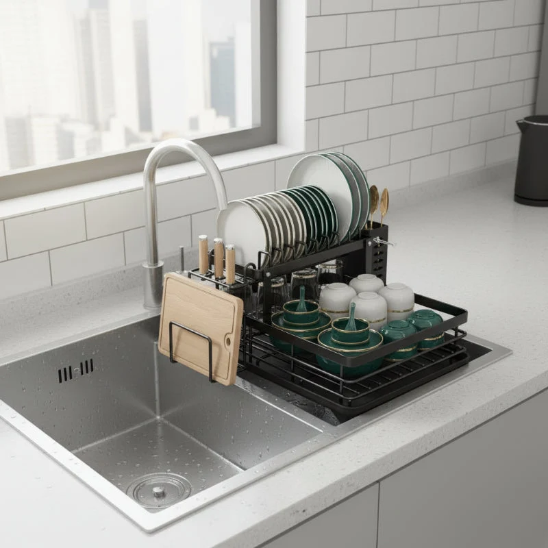 Euroselle Foldable Stainless Steel Dish Rack for Compact and Stylish Kitchens