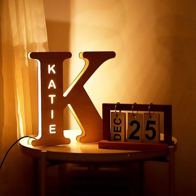 Euroselle Alphabet LED Wall Lamp Decorative Wooden Alphabet Light For Home And Office