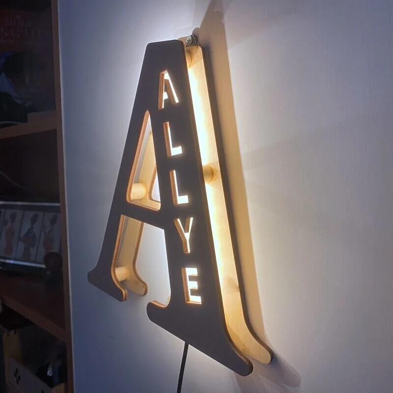 Euroselle Alphabet LED Wall Lamp Decorative Wooden Alphabet Light For Home And Office