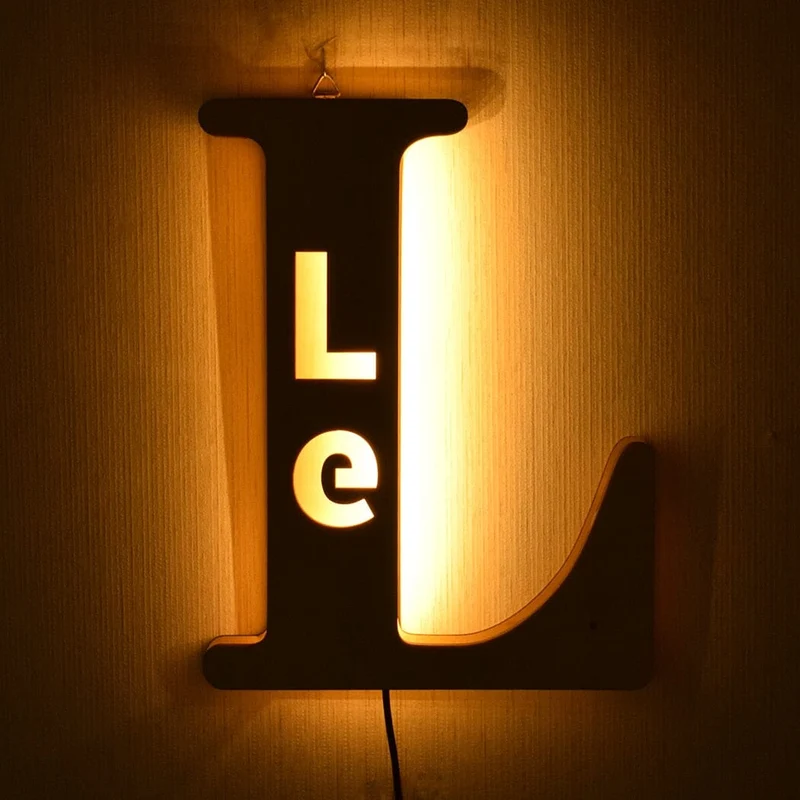 Euroselle Alphabet LED Wall Lamp Decorative Wooden Alphabet Light For Home And Office