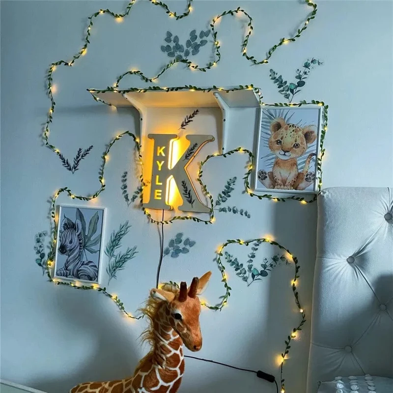 Euroselle Alphabet LED Wall Lamp Decorative Wooden Alphabet Light For Home And Office