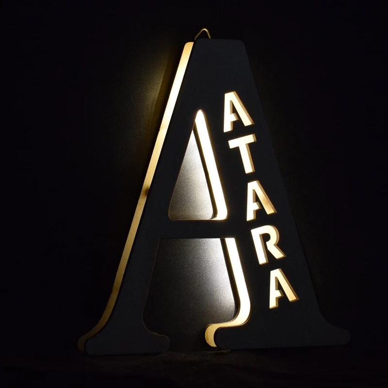 Euroselle Alphabet LED Wall Lamp Decorative Wooden Alphabet Light For Home And Office