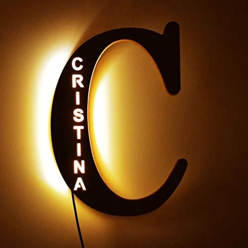 Euroselle Alphabet LED Wall Lamp Decorative Wooden Alphabet Light For Home And Office