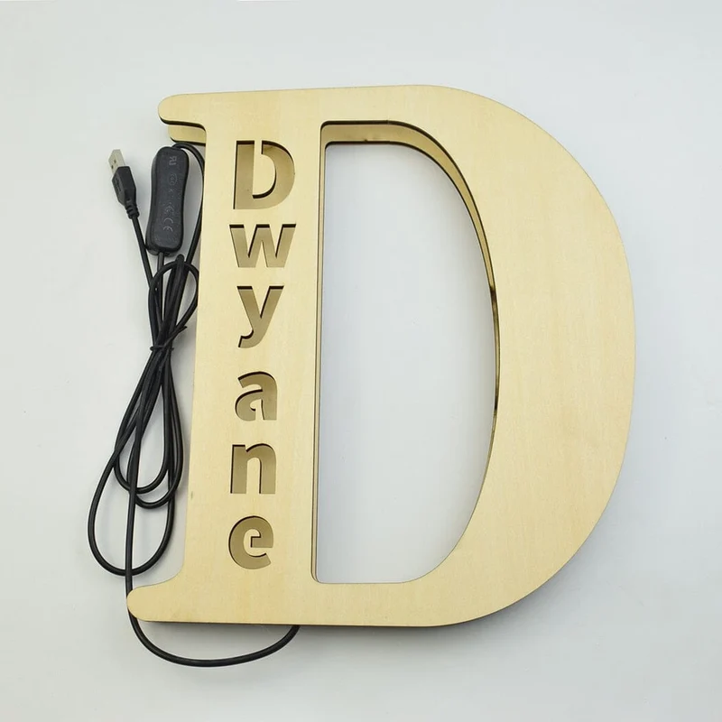 Euroselle Alphabet LED Wall Lamp Decorative Wooden Alphabet Light For Home And Office