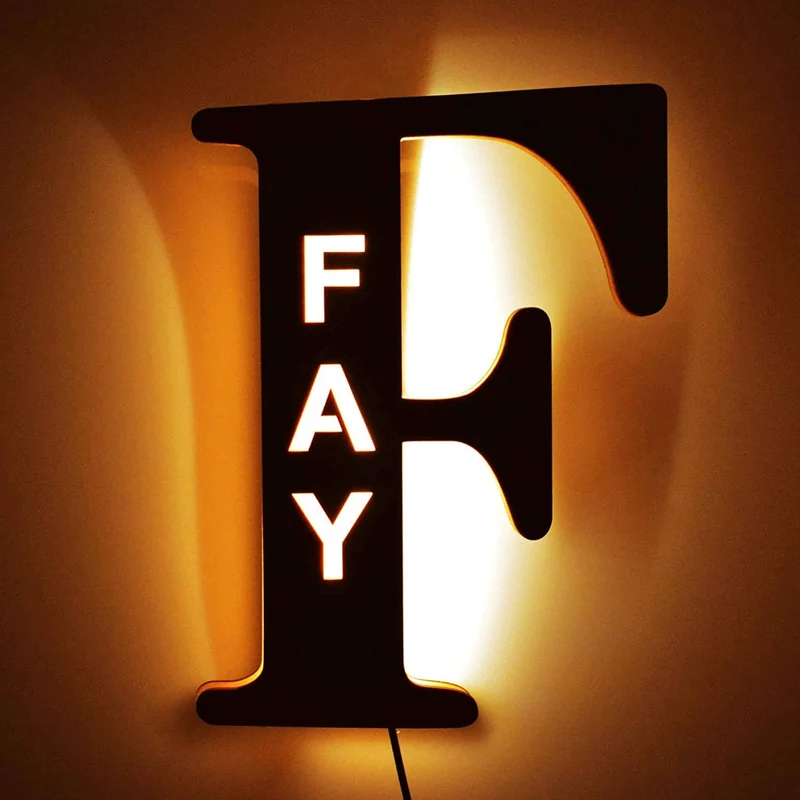 Euroselle Alphabet LED Wall Lamp Decorative Wooden Alphabet Light For Home And Office
