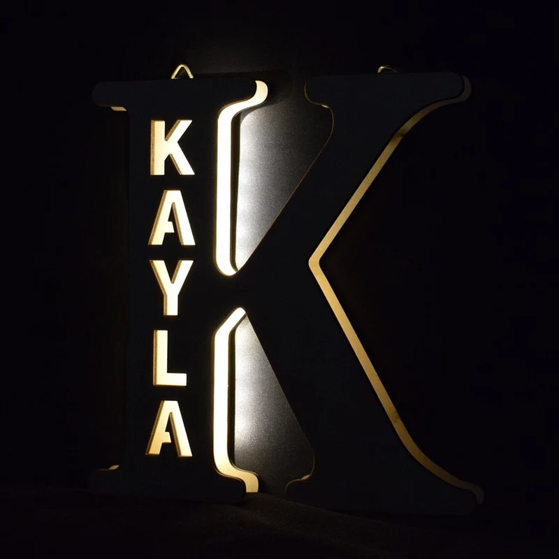 Euroselle Alphabet LED Wall Lamp Decorative Wooden Alphabet Light For Home And Office