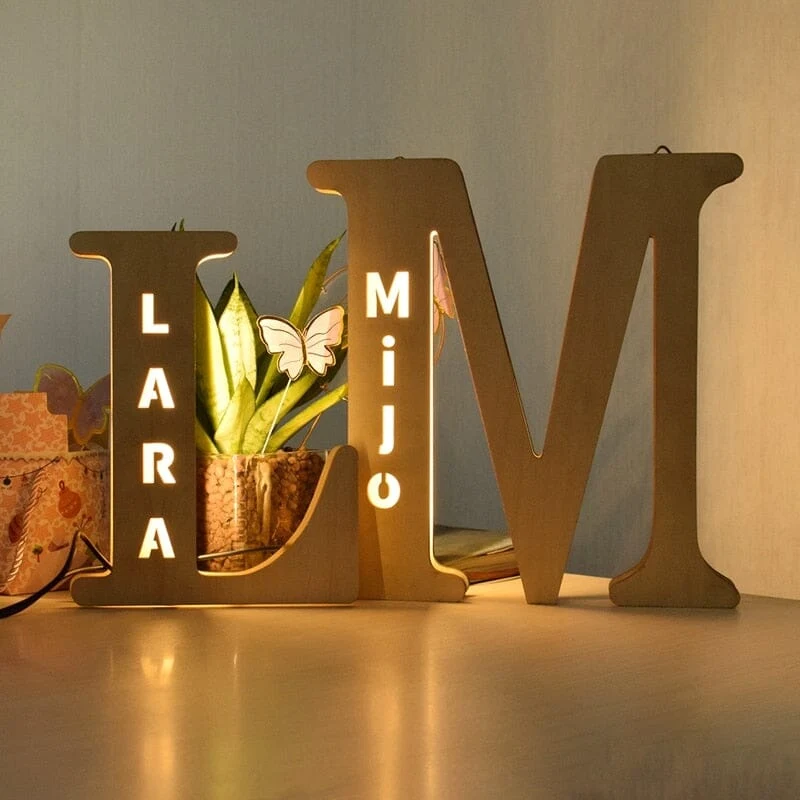 Euroselle Alphabet LED Wall Lamp Decorative Wooden Alphabet Light For Home And Office