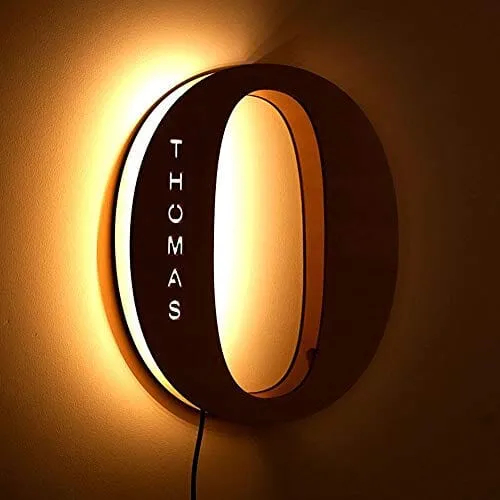 Euroselle Alphabet LED Wall Lamp Decorative Wooden Alphabet Light For Home And Office