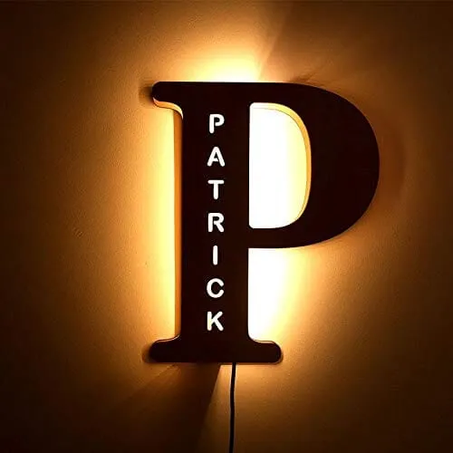 Euroselle Alphabet LED Wall Lamp Decorative Wooden Alphabet Light For Home And Office