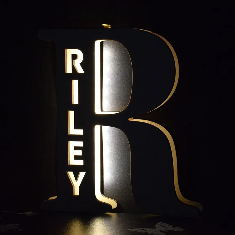 Euroselle Alphabet LED Wall Lamp Decorative Wooden Alphabet Light For Home And Office